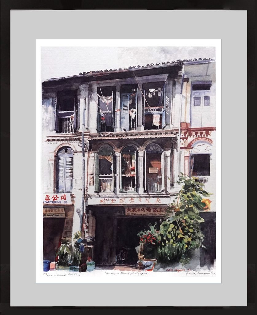 Watercolour Painting of Singapore Mosque Street Building